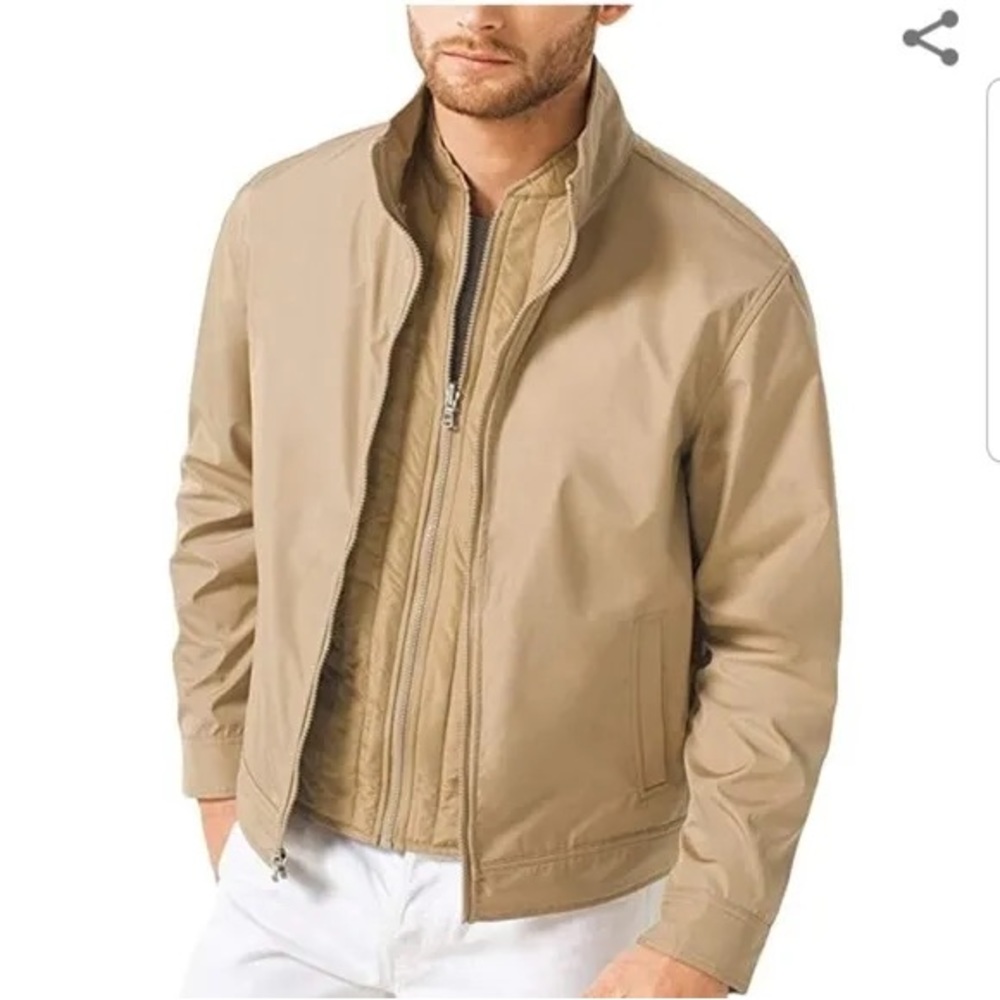 Michael Kors Men Khaki 3-in-1 Water Repellent Vest and Jacket Size Medium